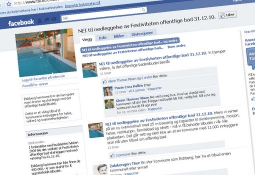 [b]PROTEST:[/b] En aksjon mot nedleggelse av badet er i gang på Facebook. [i](Faksimile: Facebook)[/i]